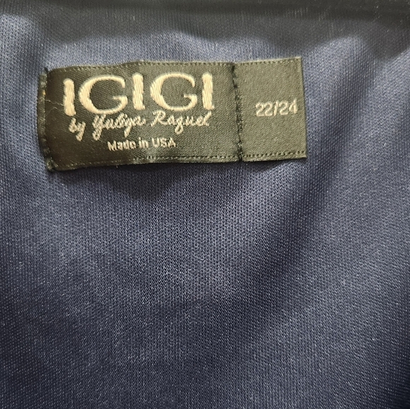 EUC IGIGI Adora Chevron Plus Size 22/24 Dress Blue Aqua Black Career Easter - Picture 2 of 5